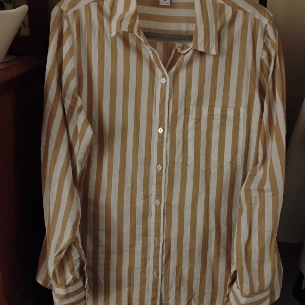 Striped Tan and White Shirt
